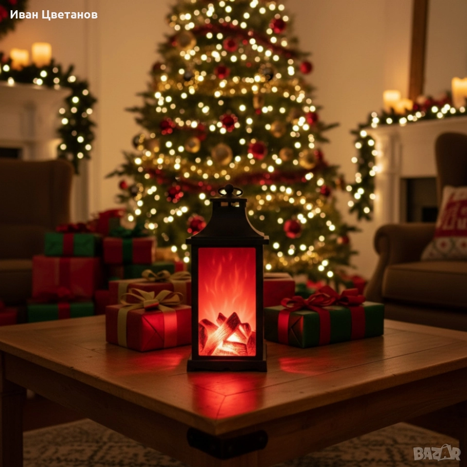 LED декоративен фенер с ефект на жив пламък, снимка 1