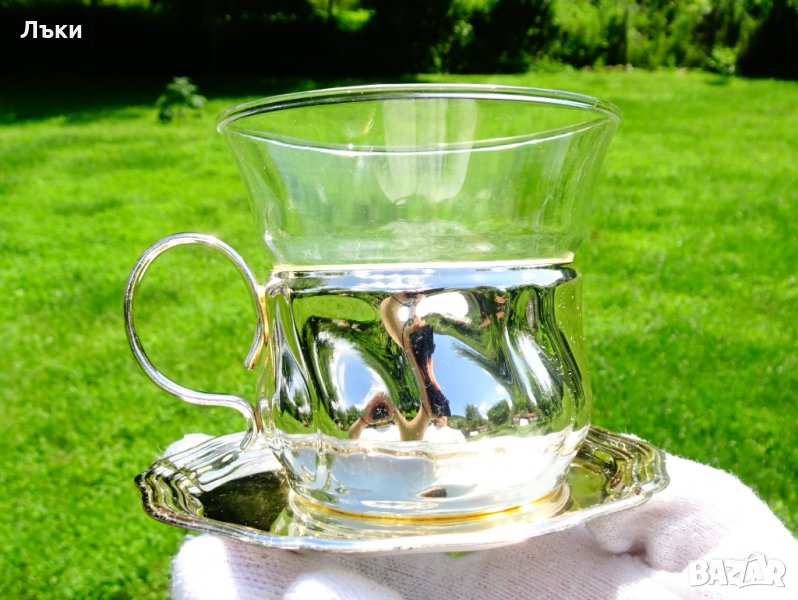 Посребрена чаша с чиния Quist W.Germany , снимка 1