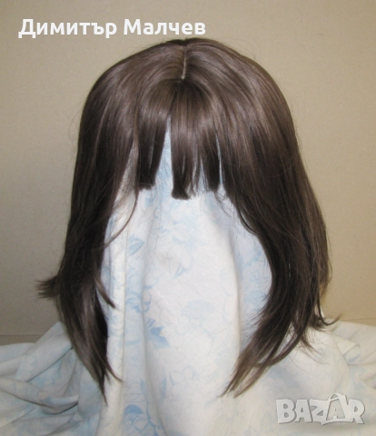 Перука от изкуствена коса 40 см светлокафява права, отлична, снимка 4 - Други - 52213050