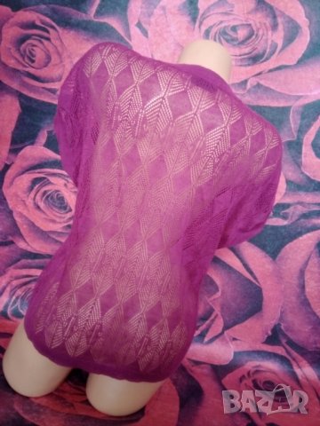 Vero Moda Винено лилава мрежеста тениска за плаж М , снимка 3 - Бански костюми - 37455219