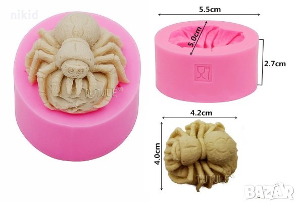 3D паяк на камък силиконов молд форма за декорация торта фондан украса гипс