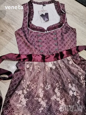 KOJOOIN Dirndl Дамска  традиционна рокля с дантелена престилка от 2 части. , снимка 9 - Рокли - 48370170