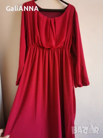 СТРАХОТНА ДЪЛГА ЧЕРВЕНА РОКЛЯ XL-2XL, снимка 5 - Рокли - 49610615