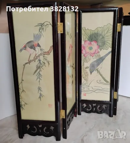 Винтидж китайски мини параван, снимка 3 - Антикварни и старинни предмети - 50225256