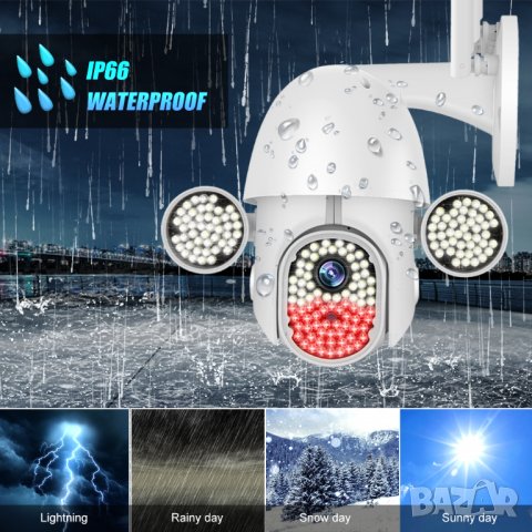 Безжична камера IP камера видеонаблюдение, Wifi камера охранителна, IP въртяща камера, водоустойчива, снимка 3 - IP камери - 37764896