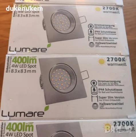 НОВИ! LED лунички 4W, 400 лумена, IP44, топло бяло, 83мм, 9 бр/к-кт, снимка 10 - Лед осветление - 49479963