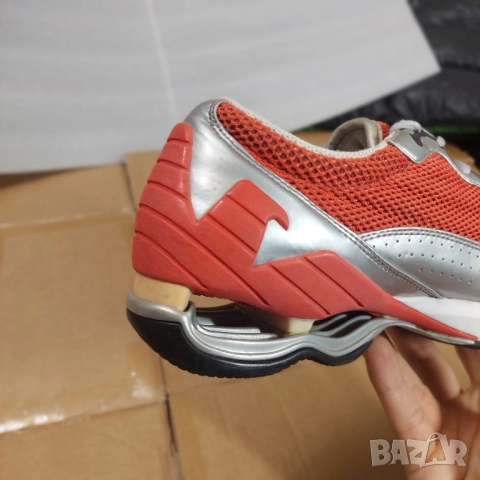 сникърси NIB ARMANI SPORT SILVER LEATHER RED MESH LACE UP INFINITYномер 42 , снимка 9 - Спортно елегантни обувки - 37181327