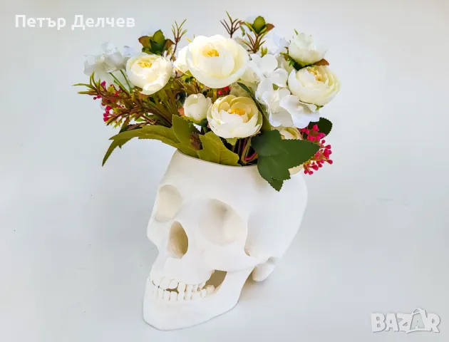 Кашпа за Саксия Череп , снимка 3 - Саксии и кашпи - 47495958