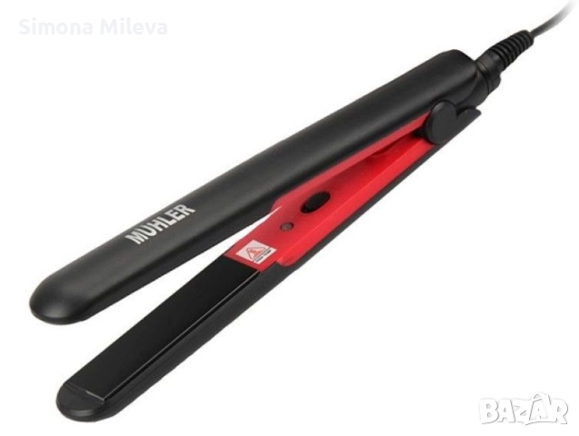 Преса за коса Muhler - HS-33S, керамично покритие, черна/червена