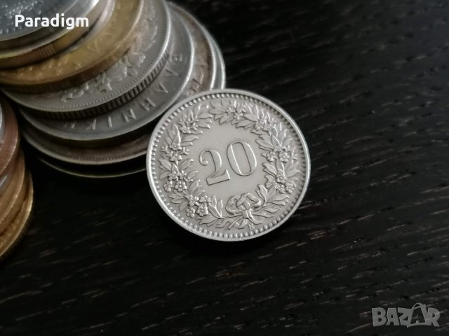 Монета - Швейцария - 20 рапен | 1960г.; серия B, снимка 1 - Нумизматика и бонистика - 28673033