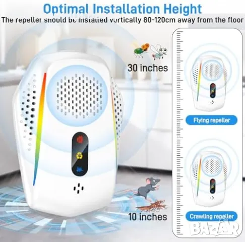 Нов Ултразвуков Уред Против Вредители 4 броя, 3 Режима против Мишки, Насекоми, Хлебарки, снимка 7 - Други стоки за дома - 50285890