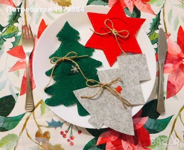 Коледна украса за маса / Коледна украса за прибори / салфетки, снимка 1 - Декорация за дома - 34681178