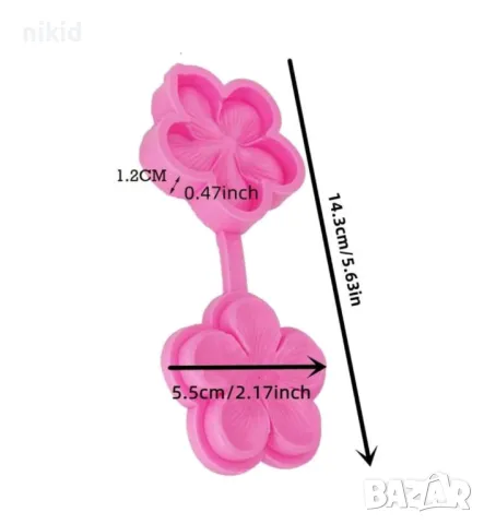 Цвете сливов цвят силиконов молд вейнър украса фондан торта декор, снимка 3 - Форми - 47917393