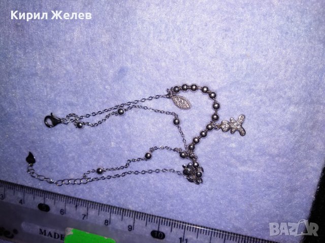 НЕЖНА СКЪПОЦЕННА СРЕБЪРНА ГРИВНА РОДИРАНО СРЕБРО S925 с ФИГУРАЛНИ АРТ ВИСУЛКИ 34388, снимка 4 - Гривни - 39471336