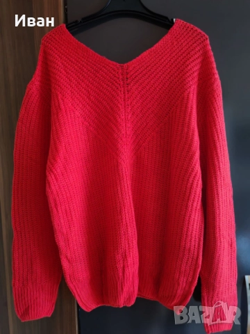 червен дамски плетен пуловер Body Flirt, снимка 2 - Блузи с дълъг ръкав и пуловери - 52517269