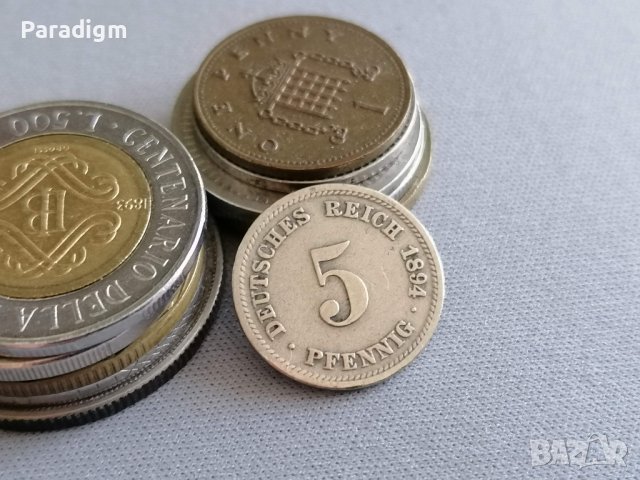 Райх монета - Германия - 5 пфенига | 1894г.; серия D, снимка 1 - Нумизматика и бонистика - 38576558