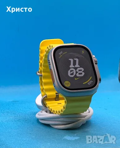 Смарт часовник Apple Watch Ultra (1st Gen), 49 мм, Cell, Titanium Case, Yellow Ocean Band, снимка 4 - Смарт часовници - 47365244