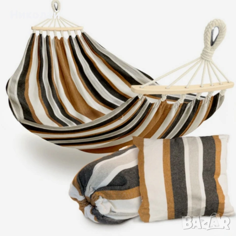 Хамак XXL с възглавница и чанта — максимален комфорт до 250 кг за релакс навън, снимка 2 - Други - 53331636