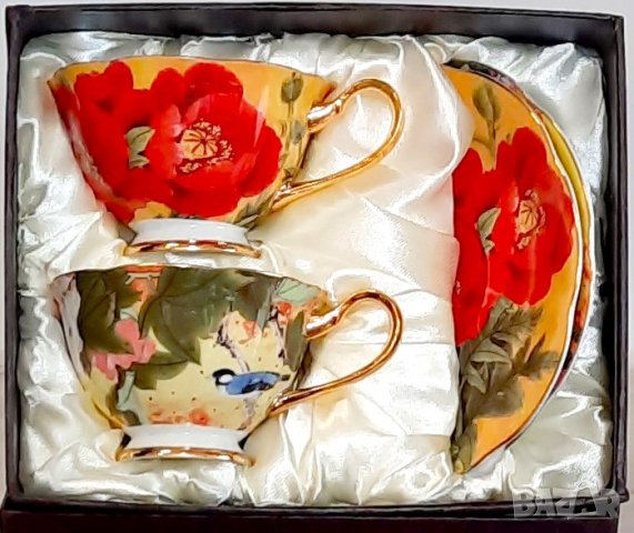 Костен порцелан чаши за двама за кафе, чай или капучино, снимка 4 - Подаръци за сватба - 31062001