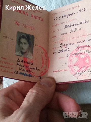Членска карта на димитровския комунистически съюз дкмс 53816, снимка 4 - Колекции - 53485374