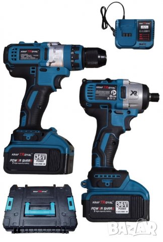 Промо Комплект 2в1 Акумулаторен Гайковерт Импакт Драйв и Безжичен Винтоверт 36v 8,0AH KRAFT , снимка 4 - Винтоверти - 39619660