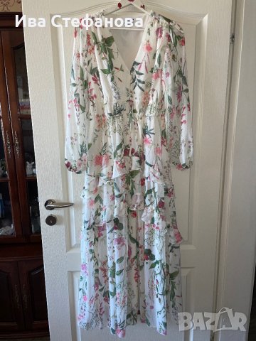 нова феерична дълга висока талия елегантна женствена рокля Reserved флорален принт цветя . , снимка 9 - Рокли - 40191628