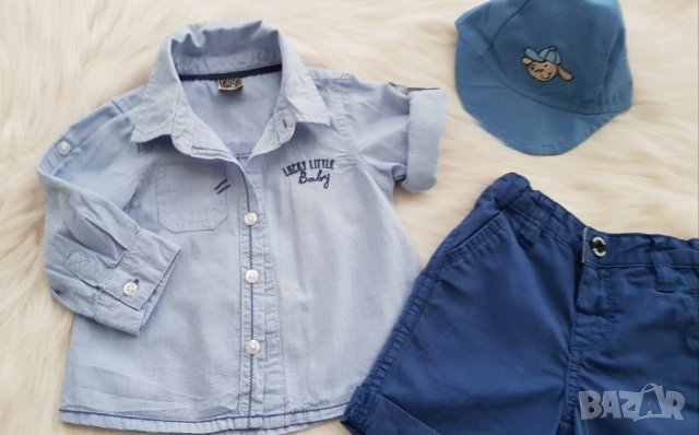 Риза панталон и шапка за момче 3-6 месеца, снимка 2 - Комплекти за бебе - 33489406
