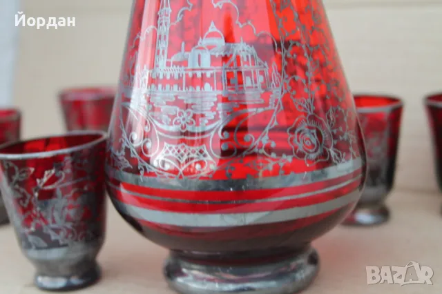 Старо шише за алкохол рисувано със сребро, снимка 9 - Антикварни и старинни предмети - 49713620