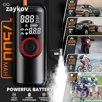 Преносим въздушен компресор за помпане на гуми, 150 PSI иновативни безжични, снимка 6 - Друга електроника - 48624224