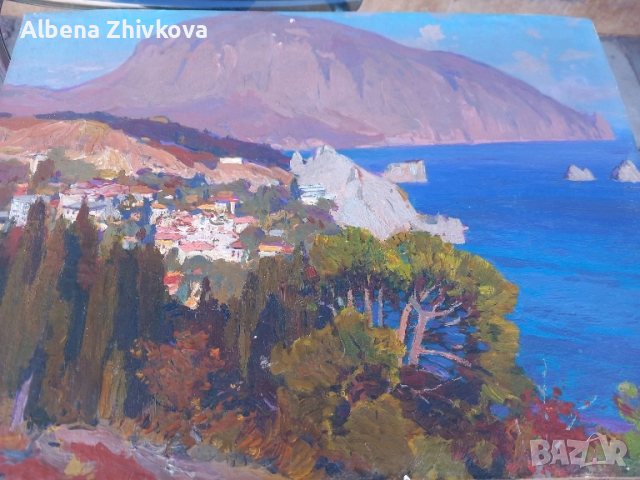 масло на картон много стара работа, снимка 3 - Картини - 52048961