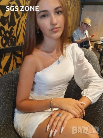 сребърна висулка с Тайланд и естествен топаз, снимка 5 - Колиета, медальони, синджири - 51192586