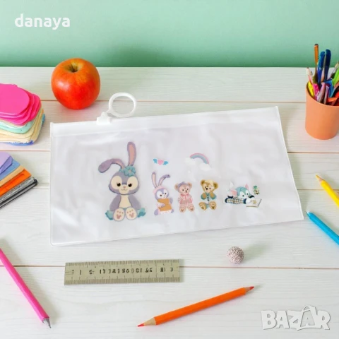 5890 Ученически несесер с прозрачна лицева страна и цветен принт, снимка 3 - Ученически пособия, канцеларски материали - 50598992