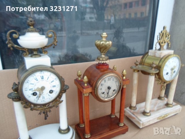 Лот 3бр. каминни/портални старинни часовници/Франция, снимка 3 - Антикварни и старинни предмети - 34836020