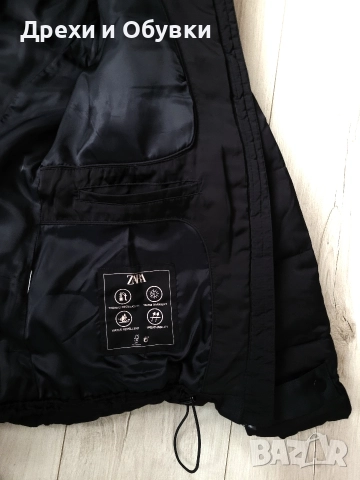 Черно зимно яке с качулка ZARA , снимка 5 - Якета - 52710163