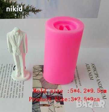 3D двойка младоженци булка и мъж костюм рокля силиконов молд форма калъп гипс свещ бал, снимка 2 - Форми - 38053894