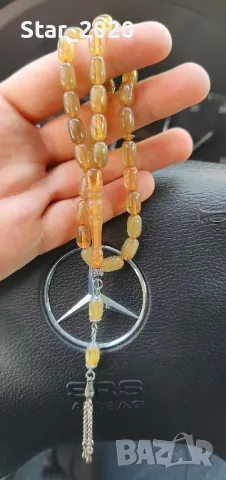 Броеница от огън кехлибар 