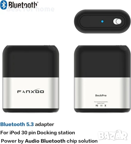 Fanxoo DockPro Bluetooth адаптер съвместим с iPhone и iPod 30-пинов, снимка 5 - Безжични зарядни - 51308176