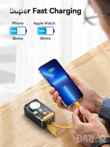 NEWDERY Power Bank за Apple Watch 9/Ultra и iРhone 10000mAh, 22.5W, снимка 3 - Външни батерии - 43217517