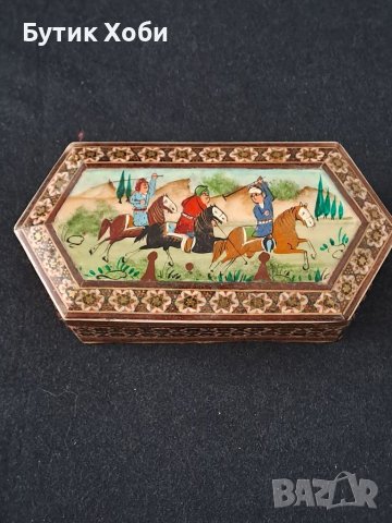 Старинна персийска кутия ,,хатамкари,,, снимка 1 - Антикварни и старинни предмети - 39786837