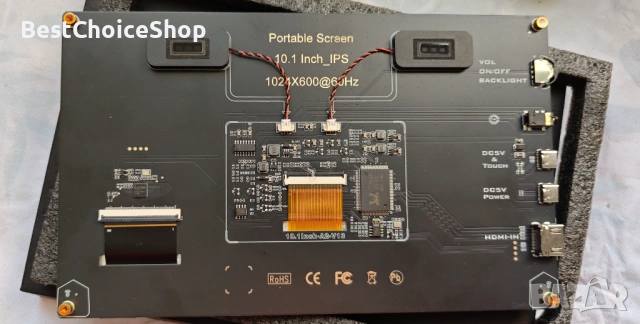 10.1-инчов капацитивен сензорен монитор, 1024x600 IPS LCD, HDMI преносим, снимка 4 - Монитори - 53126544