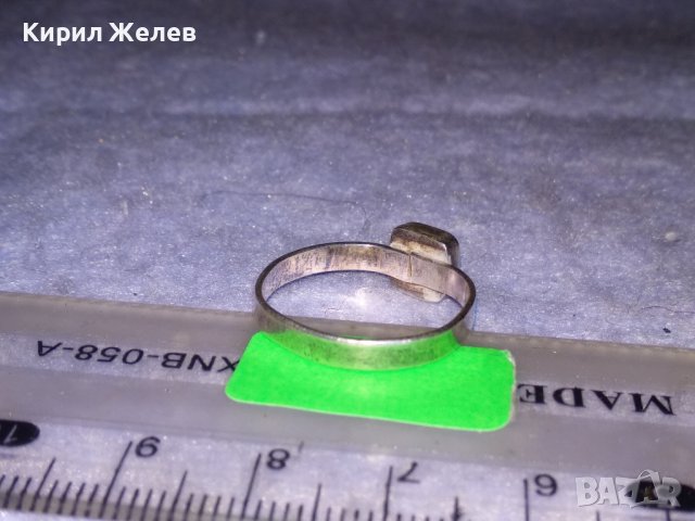 СТАРИНЕН СРЕБЪРЕН АР ДЕКО ПРЪСТЕН ВИСОКА ПРОБА СРЕБРО с ШЛИФОВАН БЯЛ КЕХЛИБАР 18091, снимка 6 - Антикварни и старинни предмети - 39665948