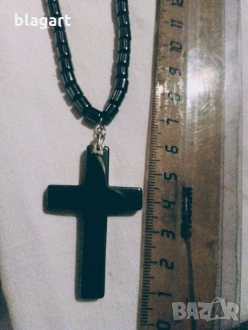кръст-колие-хематит, снимка 1
