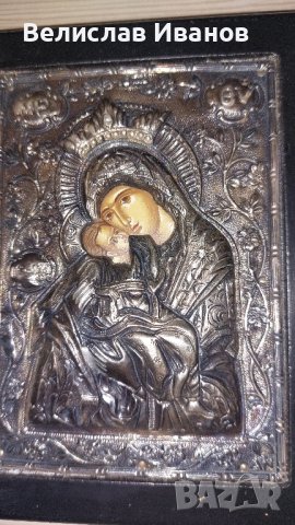 Гръцка слебърна икона. Проба 950. Богородица с Младенеца., снимка 4 - Икони - 43275200