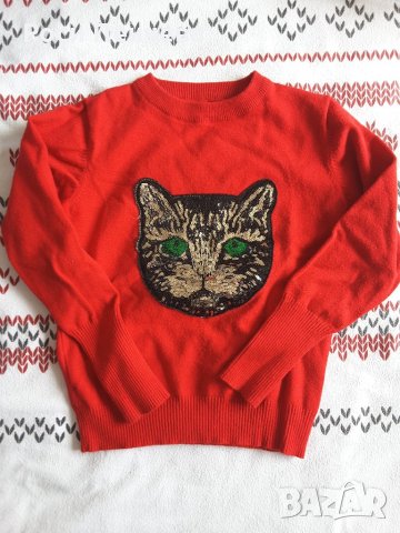 Детски блуза с красива декорация с паети -коте, снимка 2 - Детски Блузи и туники - 32469740