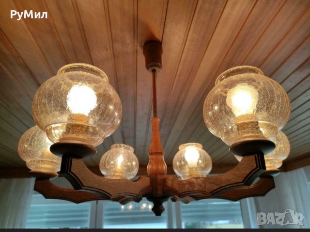 Ретро, винтидж немски полилей от дърво., снимка 6 - Полилеи - 40199477