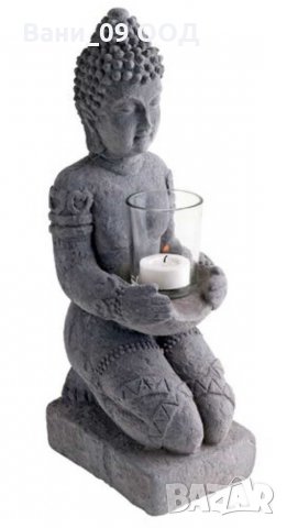 Голям циментов свещник "Буда", снимка 1 - Декорация за дома - 32422439