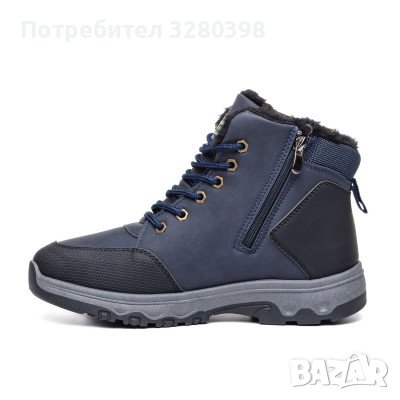 Зимни обувки с връзки и цип в тъмно син цвят, снимка 2 - Дамски боти - 43485517