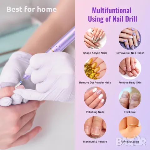 Безжична електрическа пила за нокти - комплект 12 в 1 Denabuty, снимка 7 - Педикюр и маникюр - 50139661