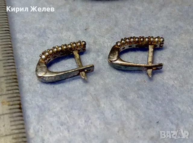 СТАРИ СКЪПОЦЕННИ АНГЛИЙСКИ СРЕБЪРНИ ОБЕЦИ СРЕБРО 925 с БЛЕСТЯЩИ ФАСЕТИРАНИ ЦИРКОНИ 32092, снимка 9 - Обеци - 49682571