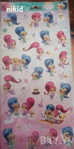 Искрица и Сияйница shimmer and shine лист стикери самозалепващи лепенки за декор картонена торта и д